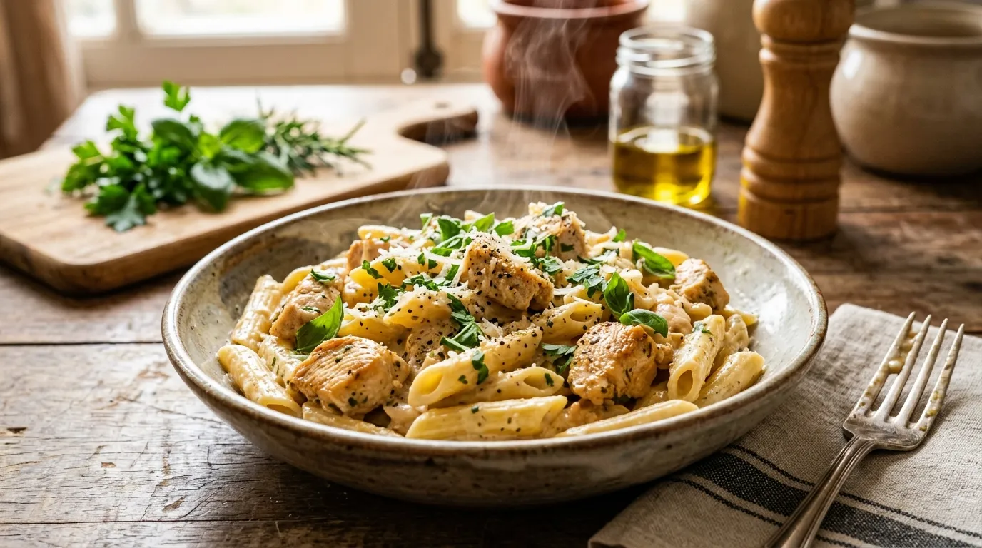 Macarrão Cremoso de Frango em 15 Minutos: Receita Fácil e Rápida